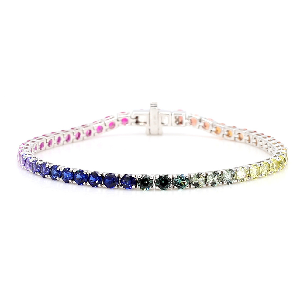 360 degree view of Rainbow Lab Sapphire Round Tennis Bracelet (11 ct. tw.)
