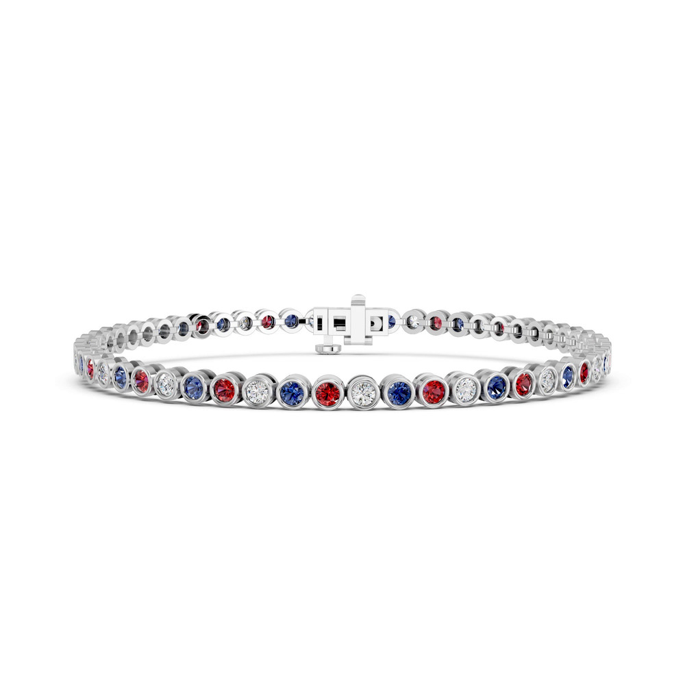 360 degree view of Patriotic Lab Diamond Bezel Tennis Bracelet (3.50 ct. tw.)