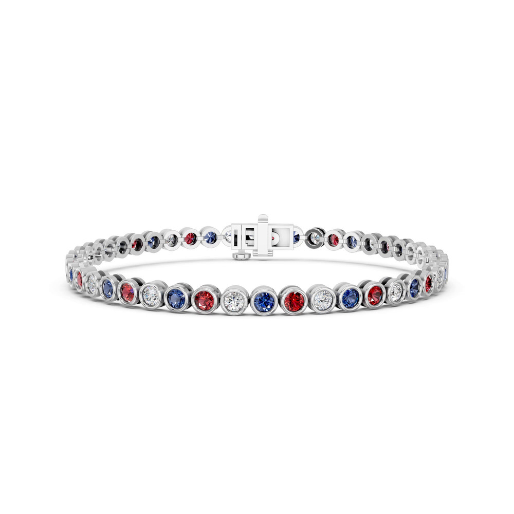 360 degree view of Patriotic Lab Diamond Bezel Tennis Bracelet (5.00 ct. tw.)