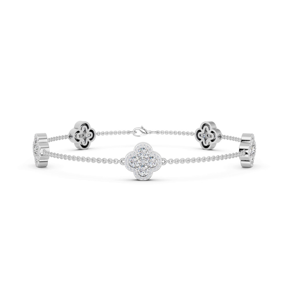 360 degree view of Clover Cluster Pavé Lab Diamond Bracelet