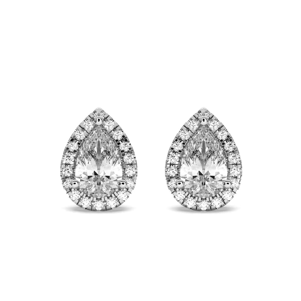 360 degree view of Bellara Pear-Shaped Lab Diamond Halo Earrings (1.30 ct. tw.)