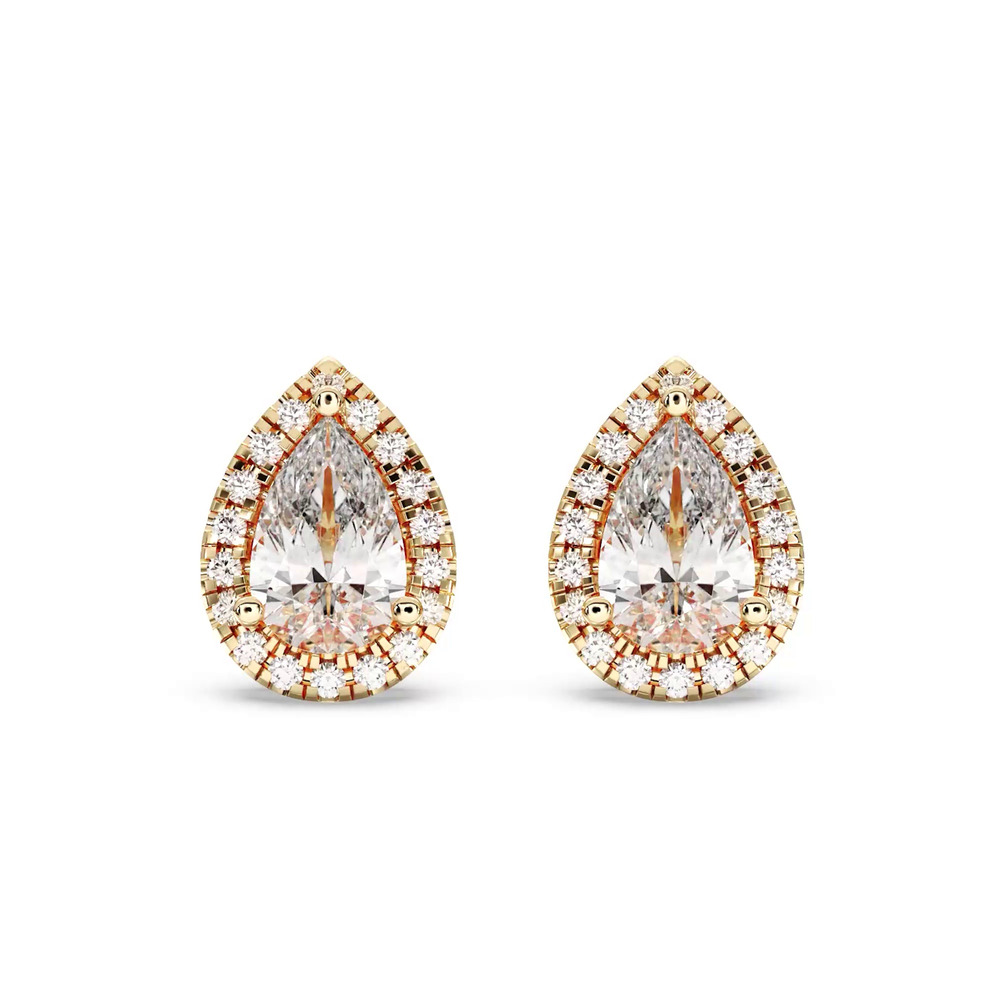 360 degree view of Bellara Pear-Shaped Lab Diamond Halo Earrings (1.30 ct. tw.)