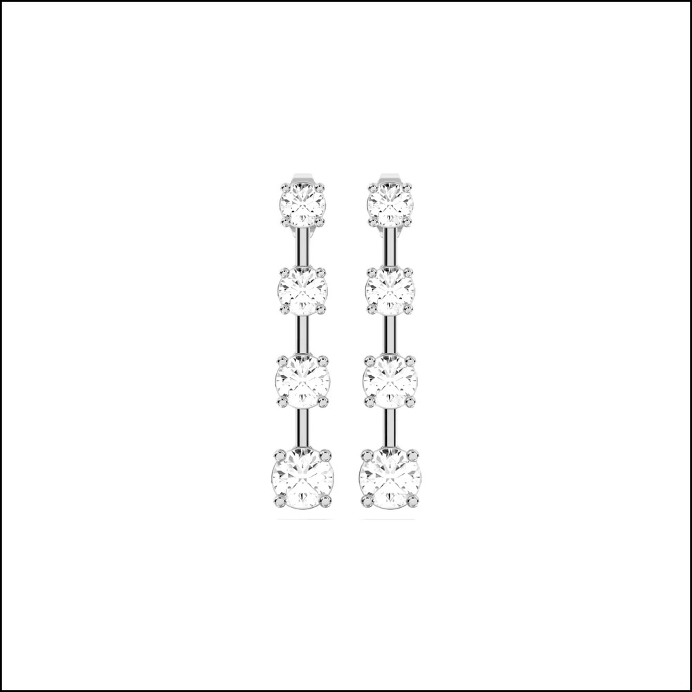 360 degree view of Strata Graduated Bar-Set Lab Diamond Earrings