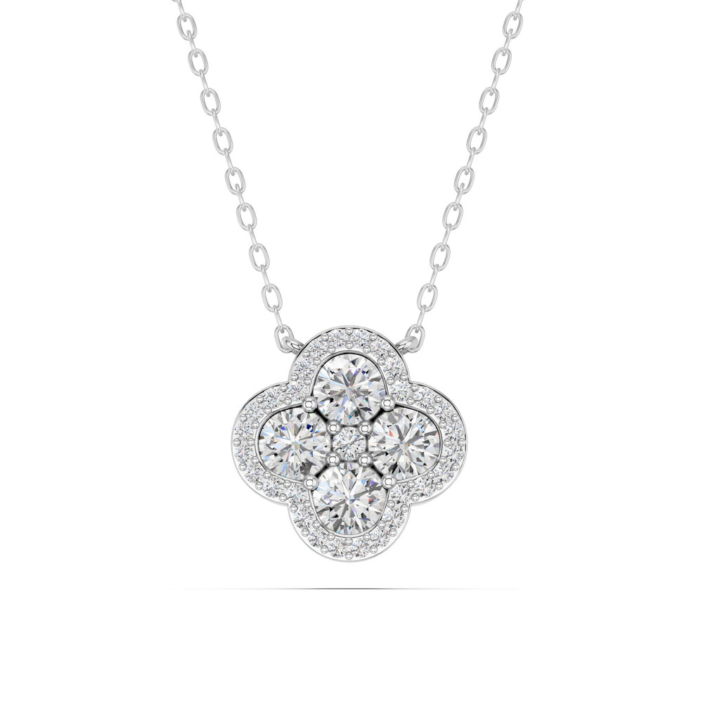 360 degree view of Clover Cluster Pavé Lab Diamond Necklace