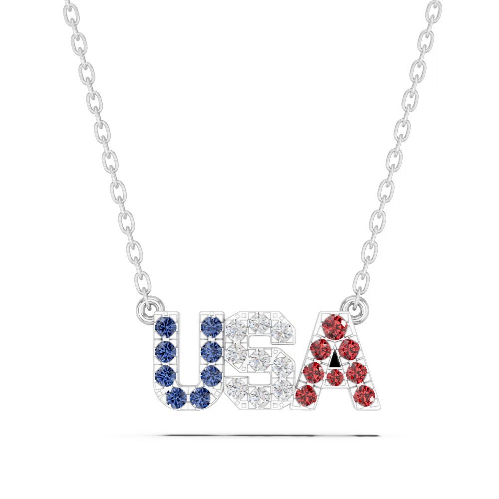 360 degree view of USA Lab Diamond Necklace