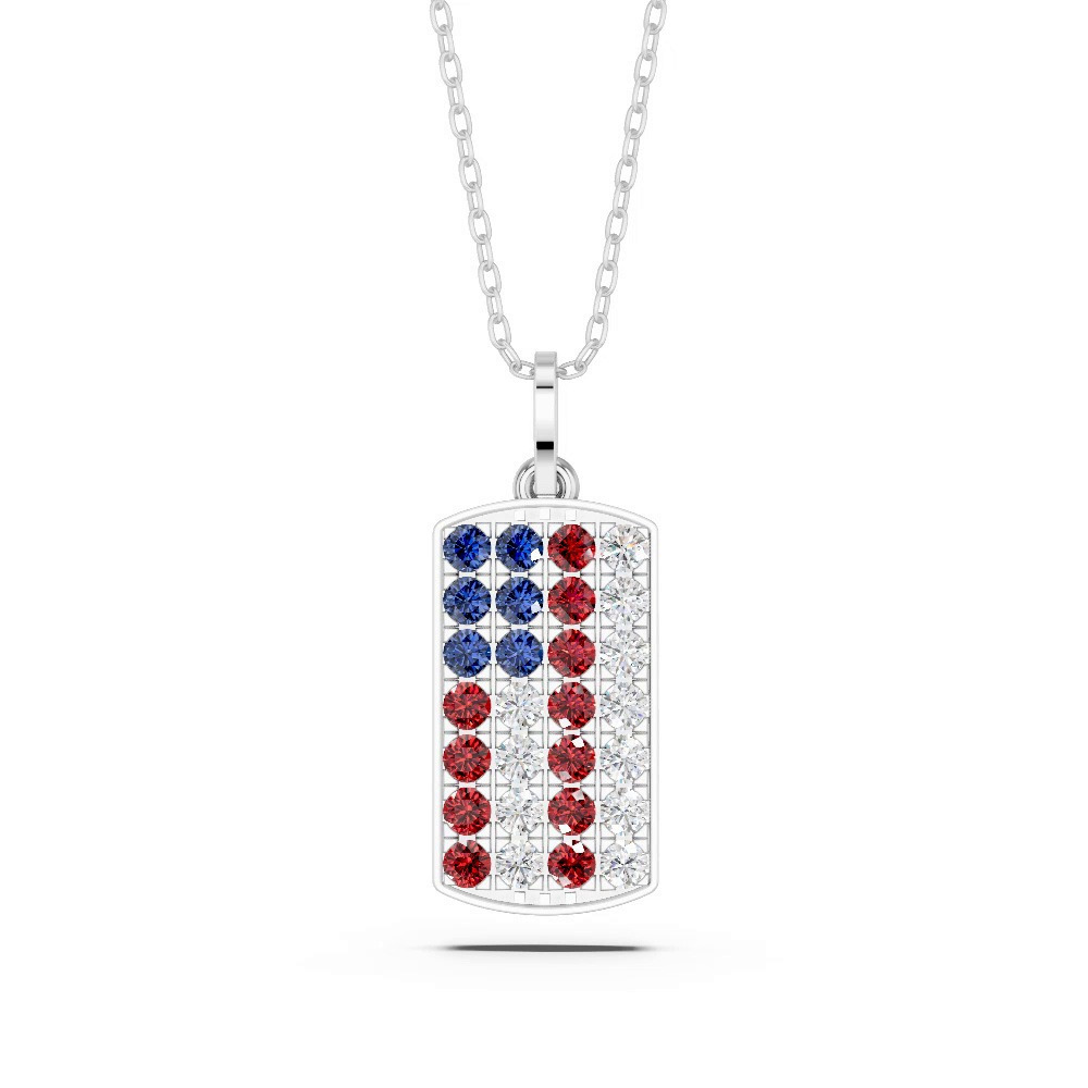 360 degree view of American Flag Lab Diamond Dog Tag Necklace