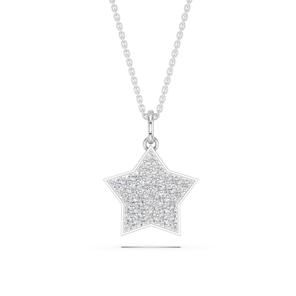 360 degree view of Star Pavé Lab Diamond Necklace