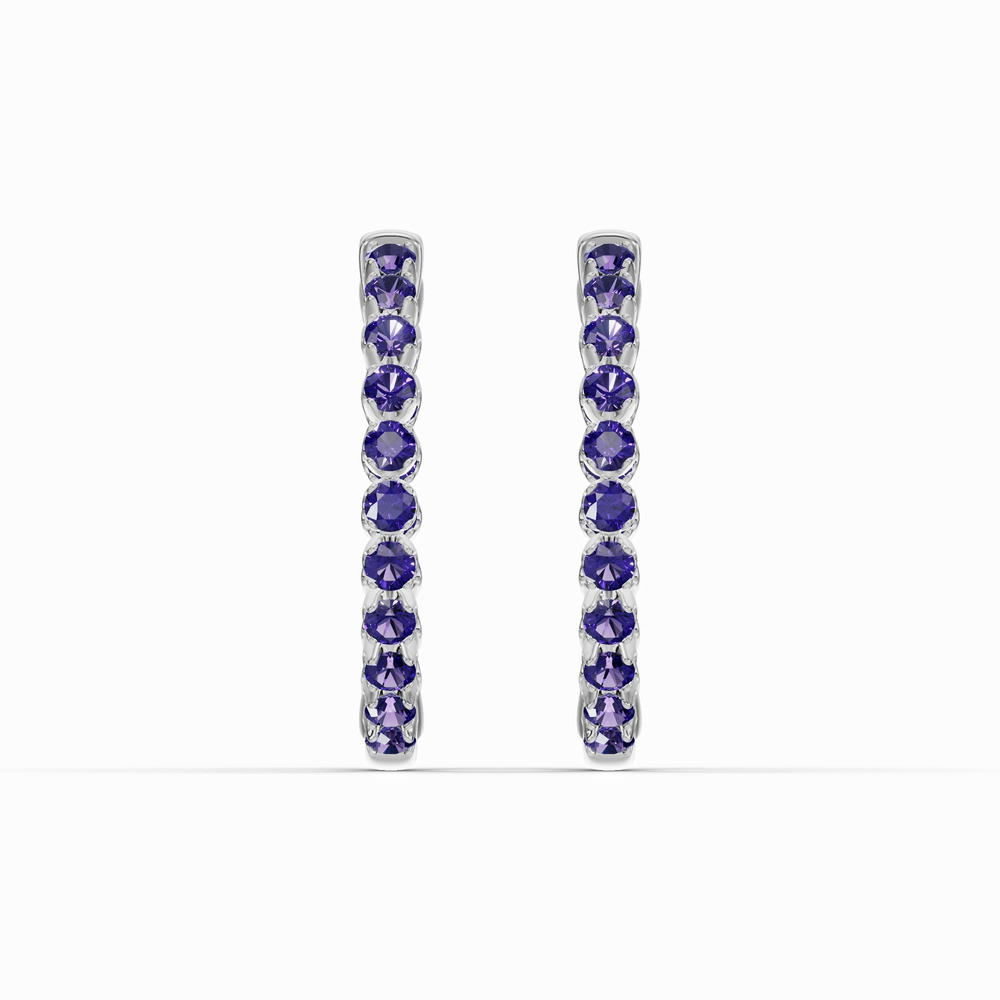360 degree view of Amethyst Inside-Out Hoop Earrings
