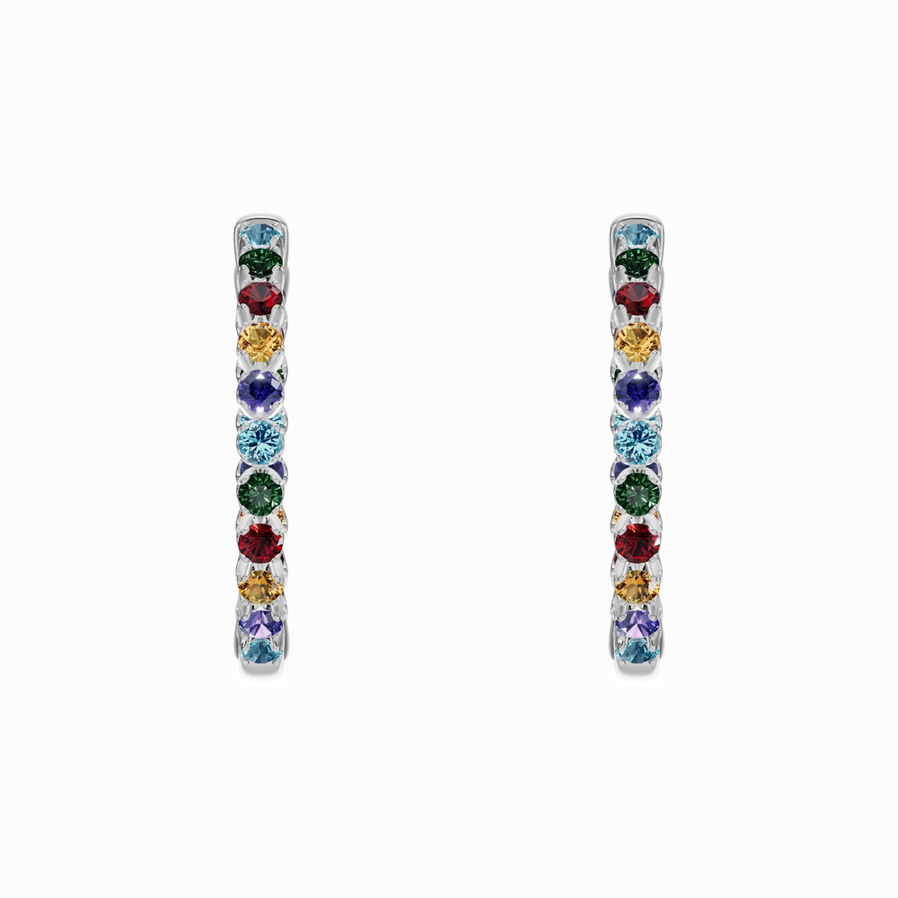 360 degree view of Multicolor Gemstone Inside-Out Hoop Earrings