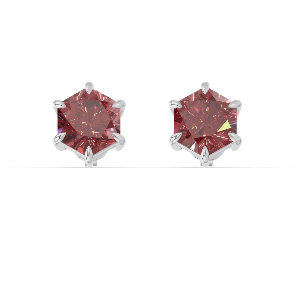 360 degree view of Hexagon Garnet Stud Earrings