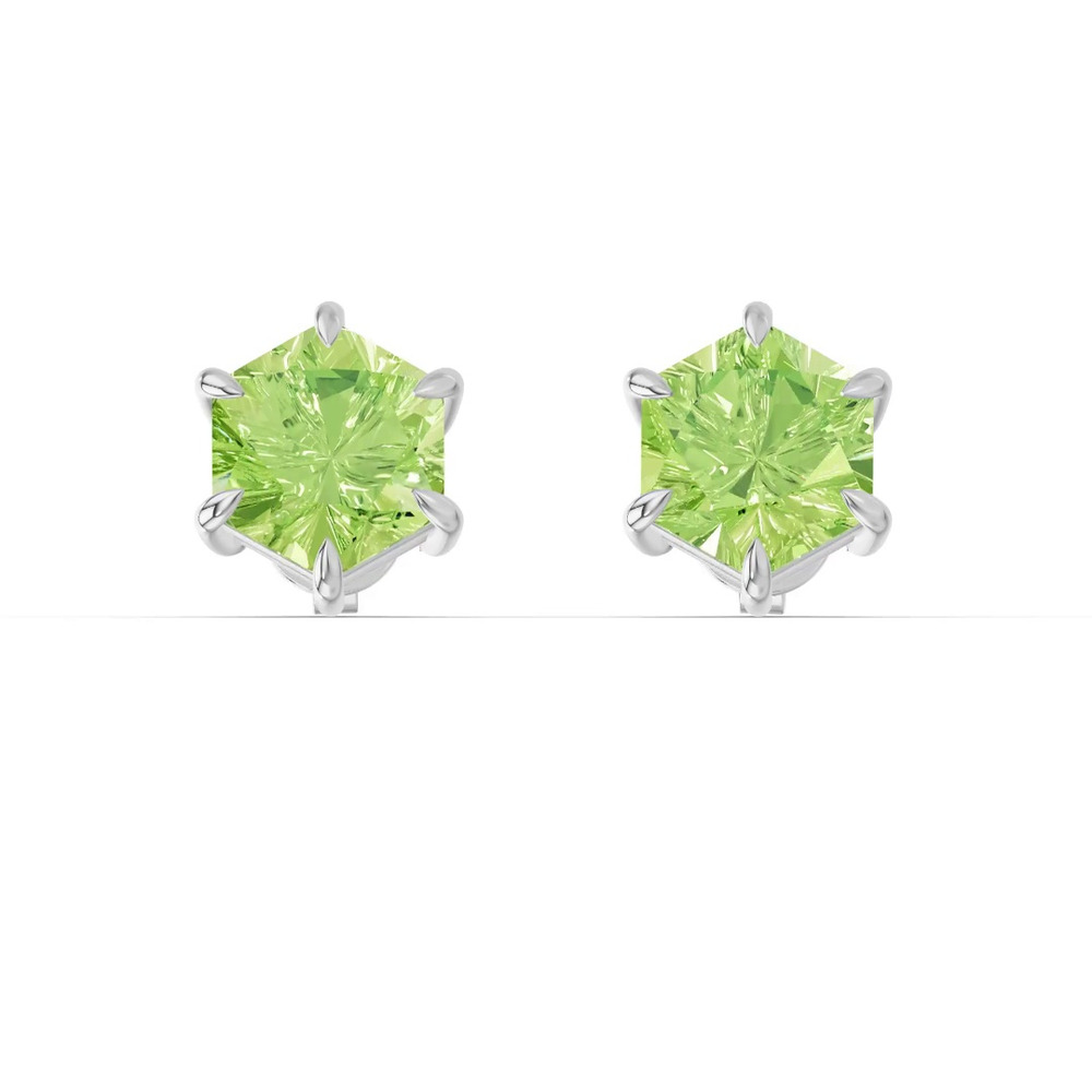 360 degree view of Hexagon Peridot Stud Earrings