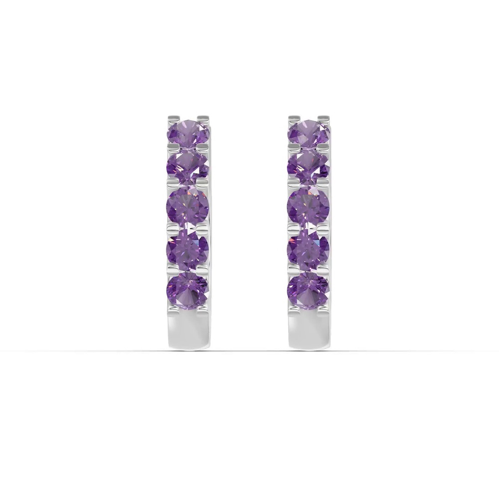 360 degree view of Amethyst Huggie Earrings