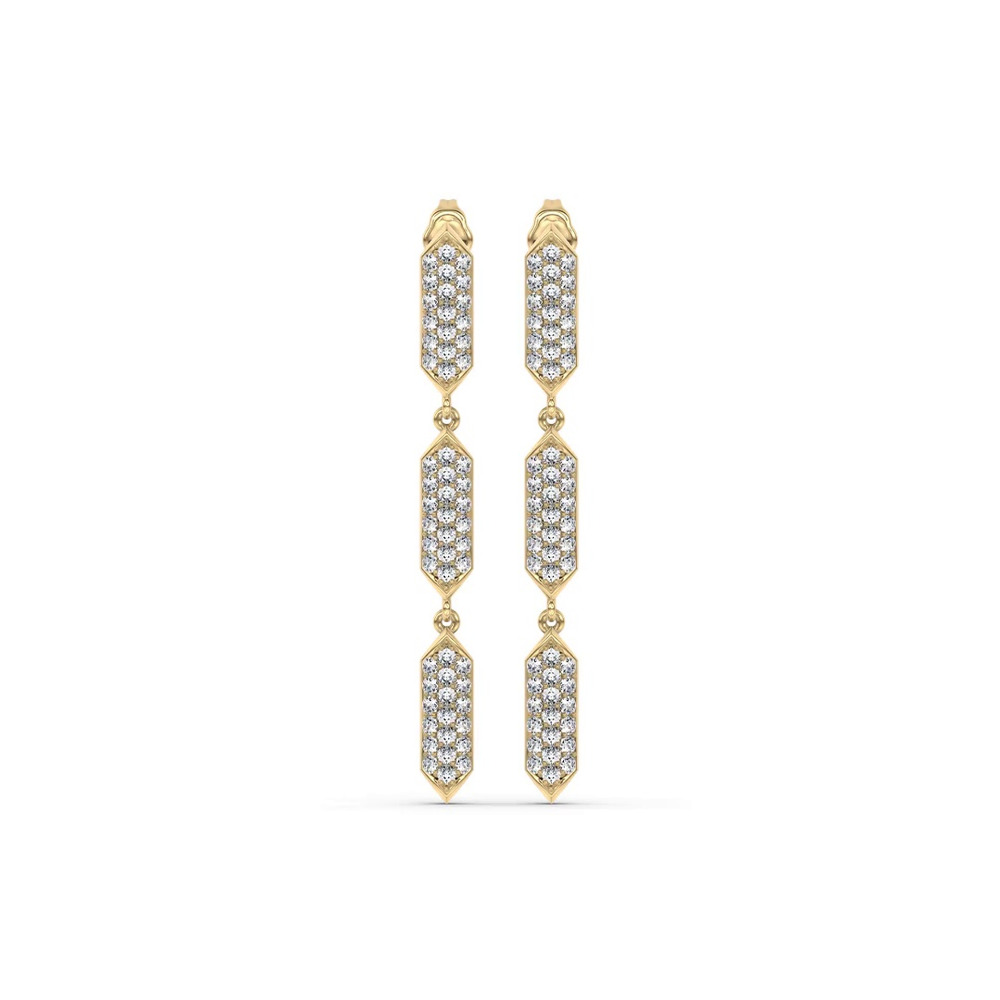 360 degree view of Corza Pavé Link Lab Diamond Vermeil Drop Earrings by Christian Siriano