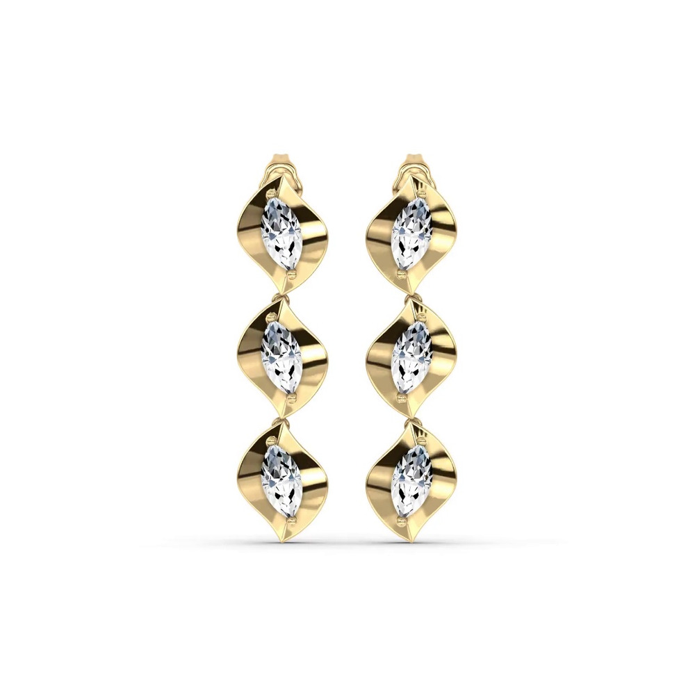 360 degree view of Draped Marquise Lab Diamond Vermeil Drop Earrings by Christian Siriano