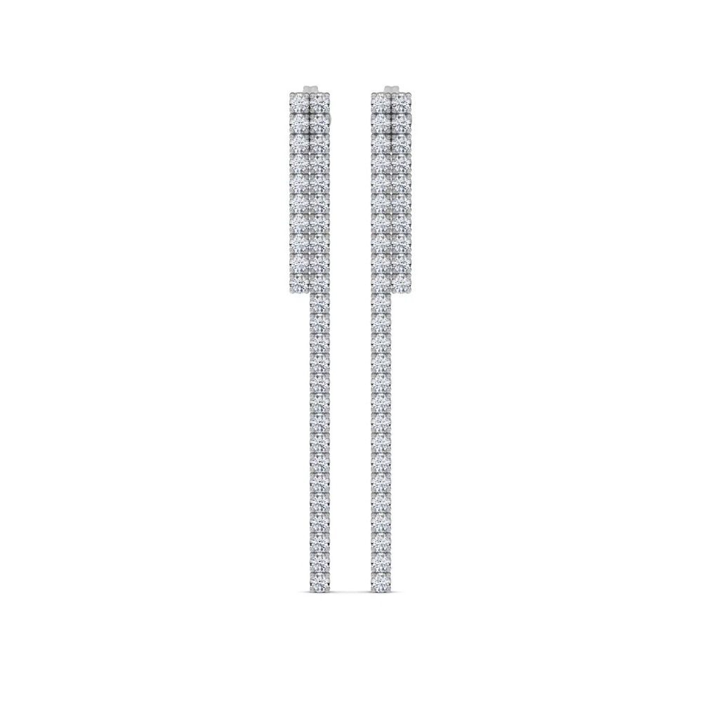 360 degree view of Ligne Duo Diamond Drop Earrings