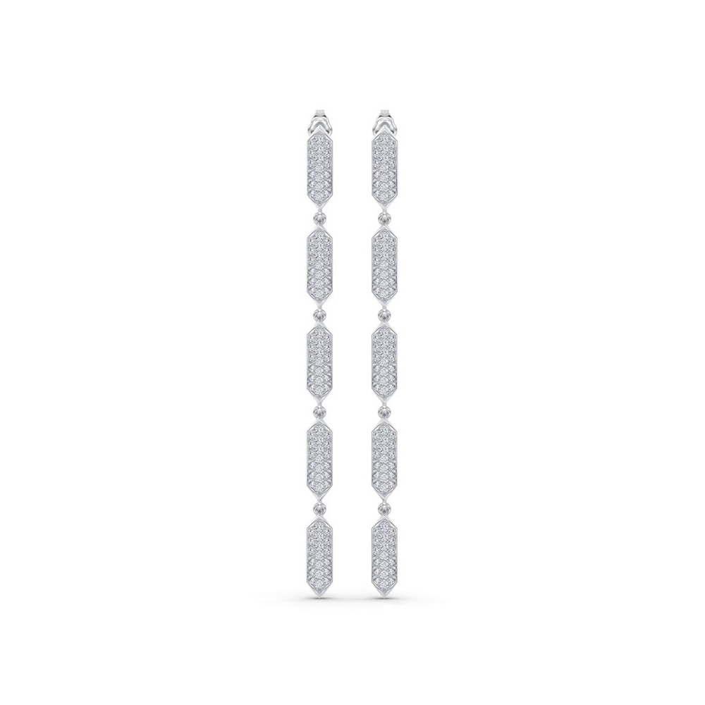 360 degree view of Corza Pavé Link Lab Diamond Long Drop Earrings by Christian Siriano