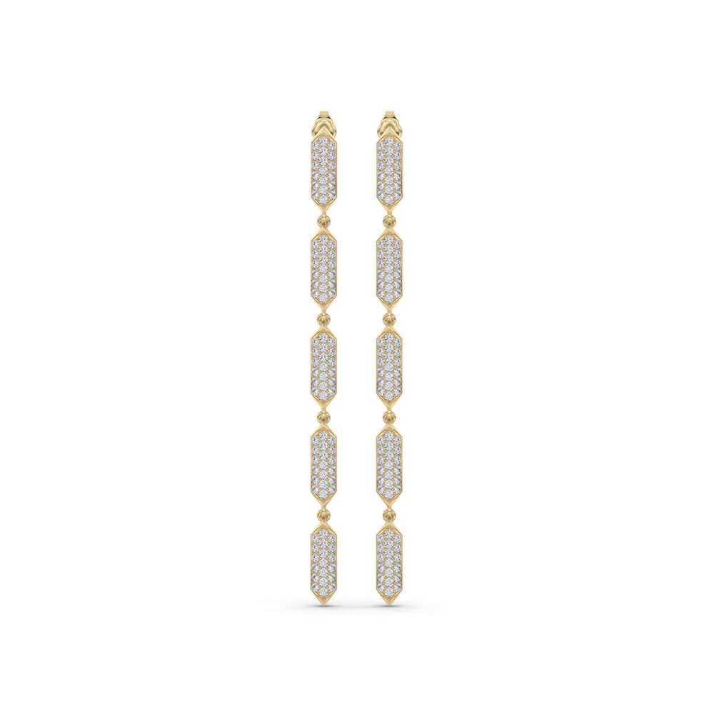 360 degree view of Corza Pavé Link Lab Diamond Vermeil Long Drop Earrings by Christian Siriano