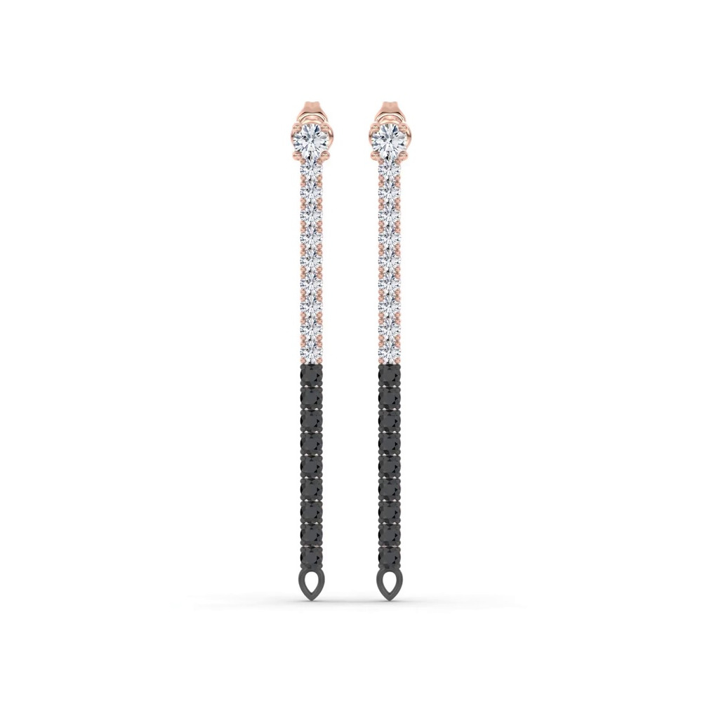 360 degree view of Midnight Noir Convertible Diamond Linear Hoops by Christian Siriano