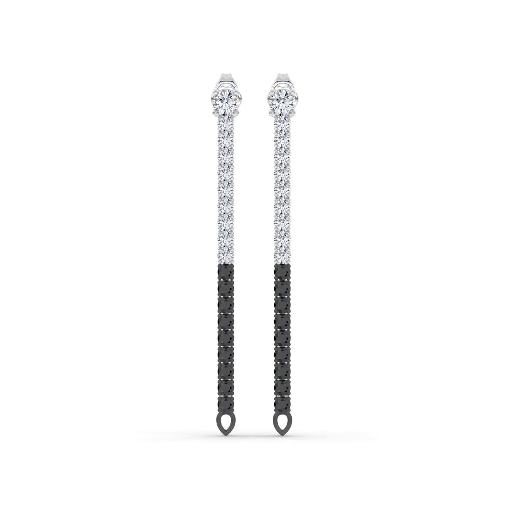 360 degree view of Midnight Noir Convertible Lab Diamond Linear Hoops by Christian Siriano