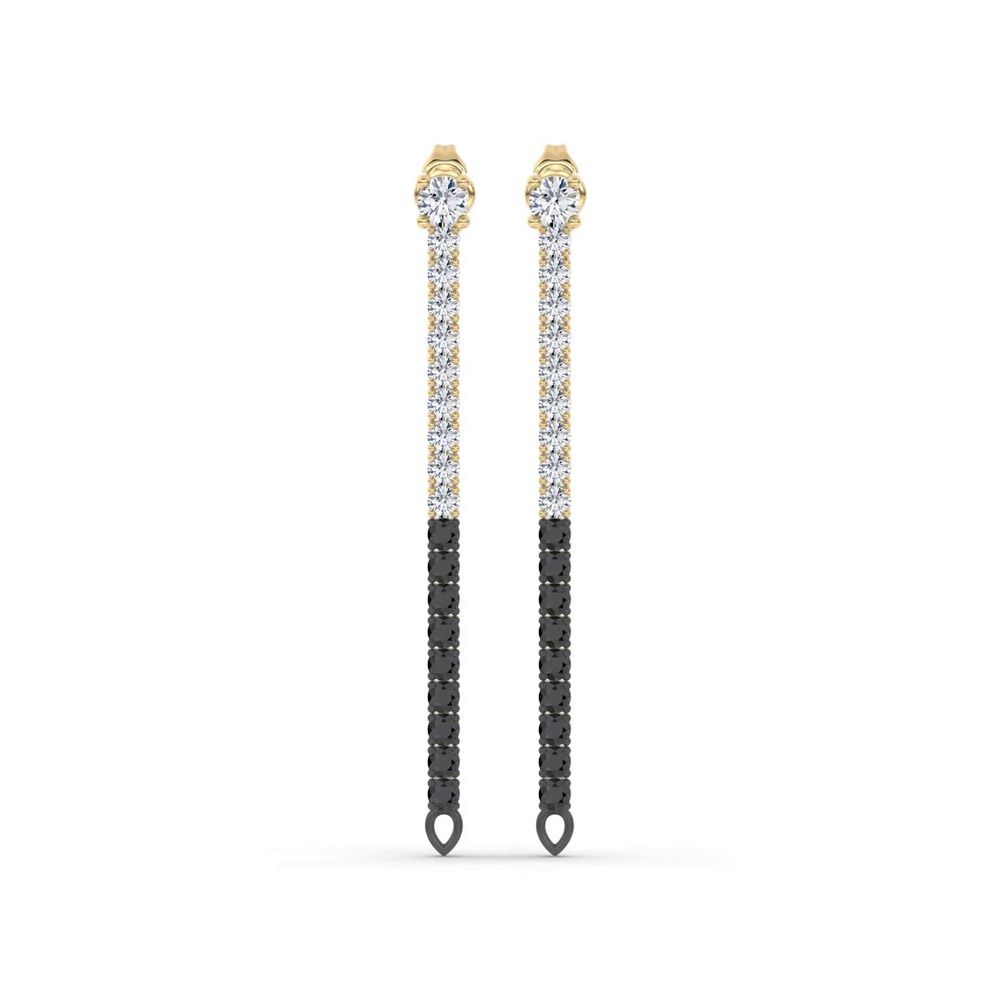 360 degree view of Midnight Noir Convertible Diamond Linear Hoops by Christian Siriano