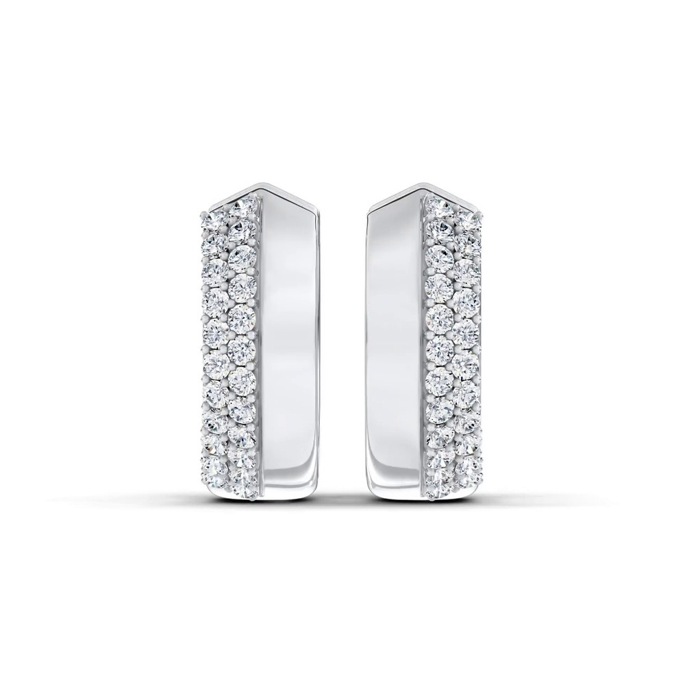 360 degree view of Knife-Edge Pavé Lab Diamond Huggies