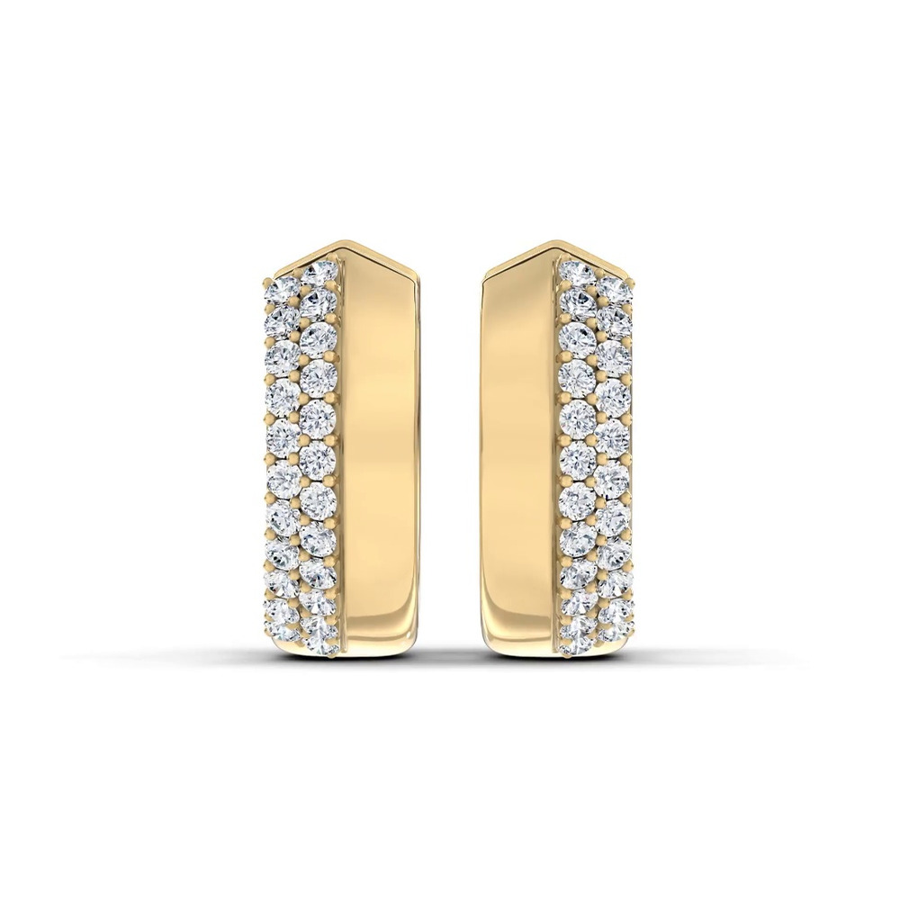 360 degree view of Knife-Edge Pavé Lab Diamond Huggies