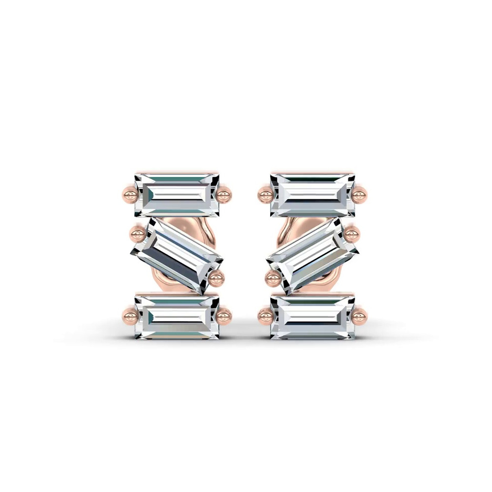 360 degree view of Staccato Baguette Lab Diamond Studs by Christian Siriano