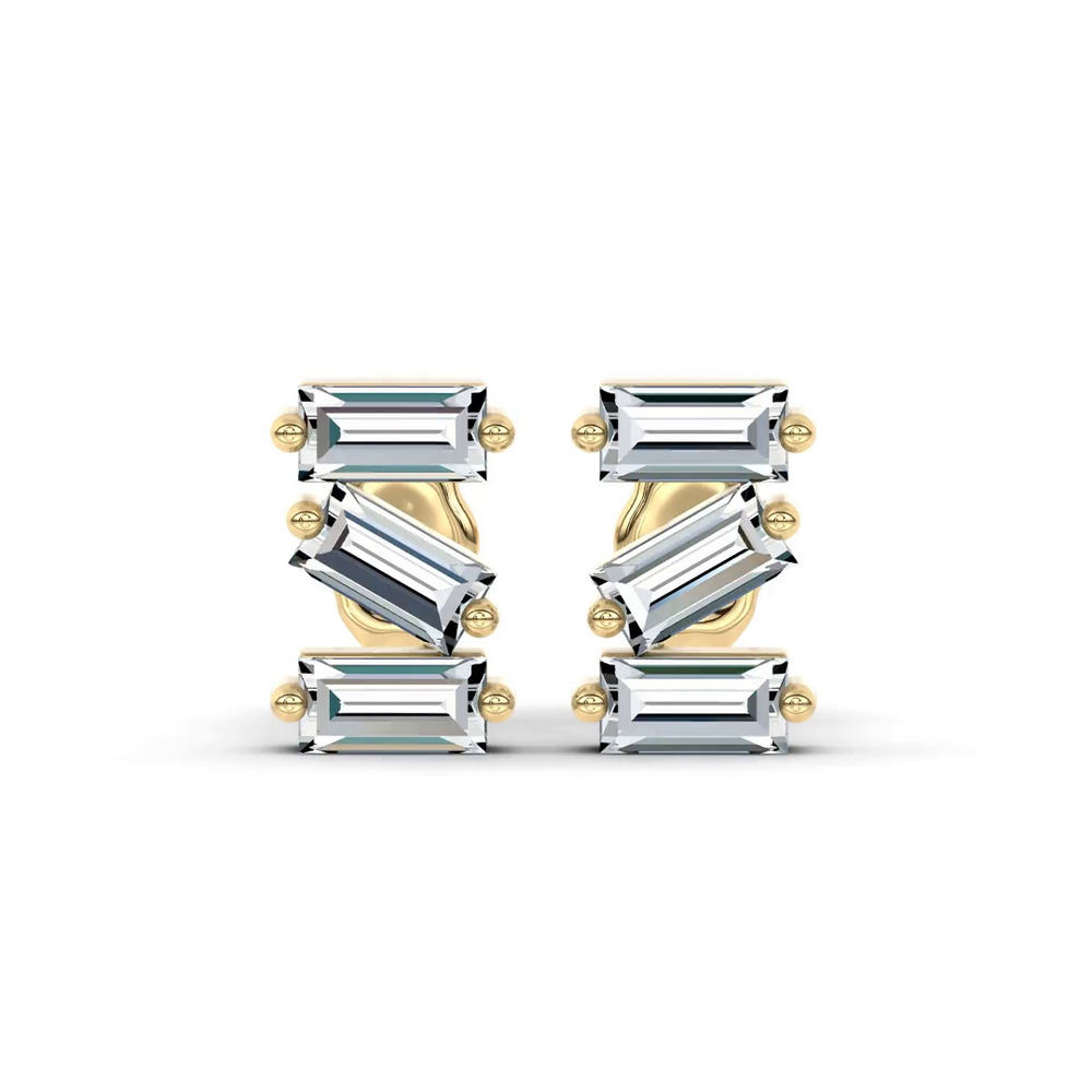360 degree view of Staccato Baguette Lab Diamond Studs by Christian Siriano