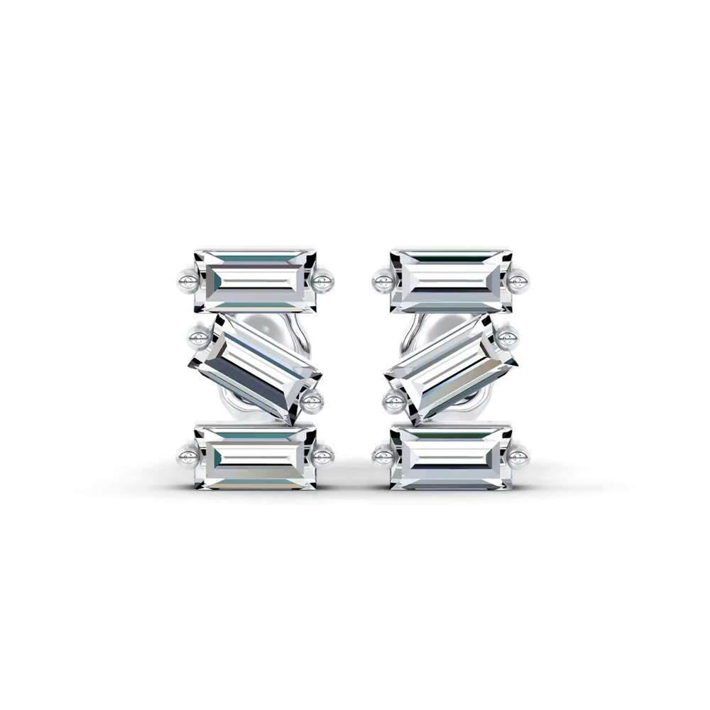 360 degree view of Staccato Baguette Lab Diamond Studs by Christian Siriano