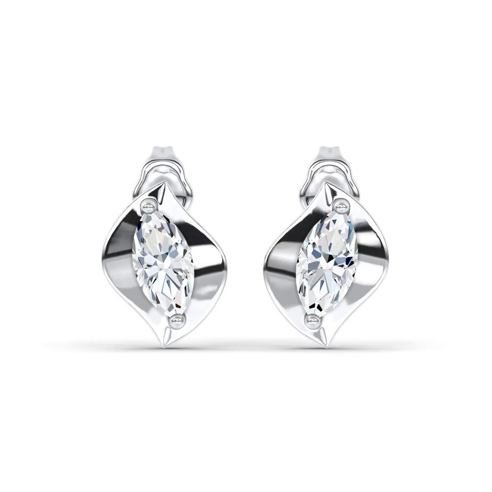 360 degree view of Draped Marquise Lab Diamond Stud Earrings by Christian Siriano