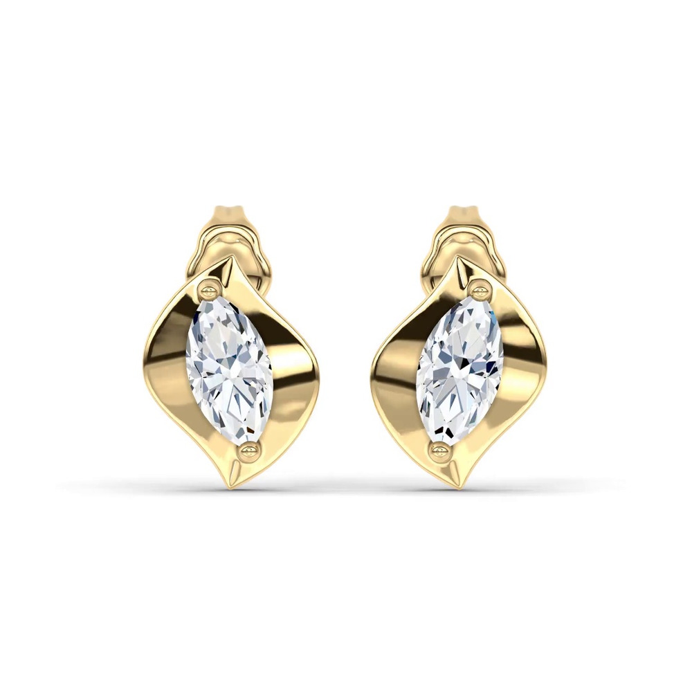 360 degree view of Draped Marquise Lab Diamond Stud Earrings by Christian Siriano