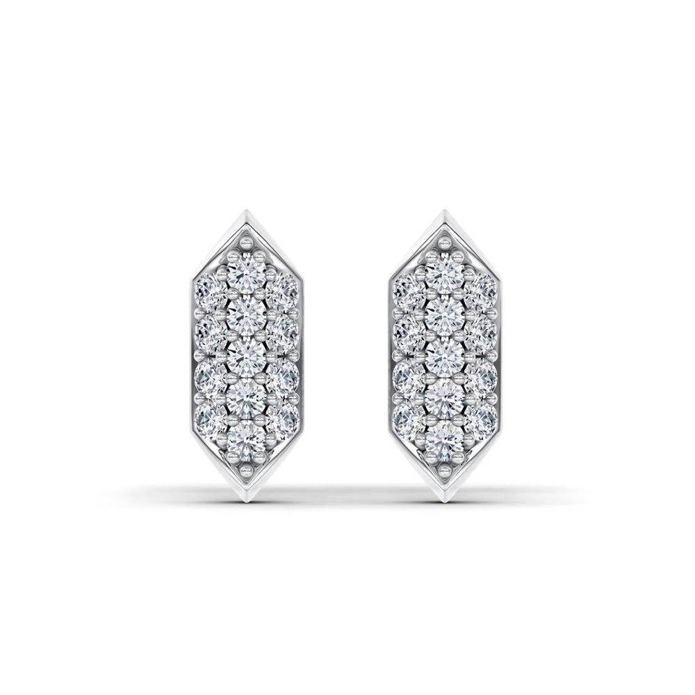 360 degree view of Corza Pavé Link Lab Diamond Silver Stud Earrings by Christian Siriano