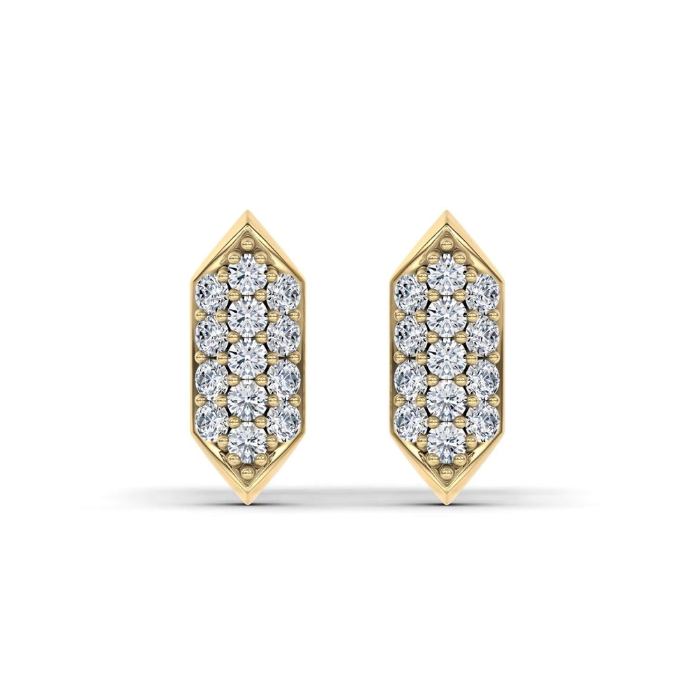 360 degree view of Corza Pavé Link Lab Diamond Vermeil Stud Earrings by Christian Siriano