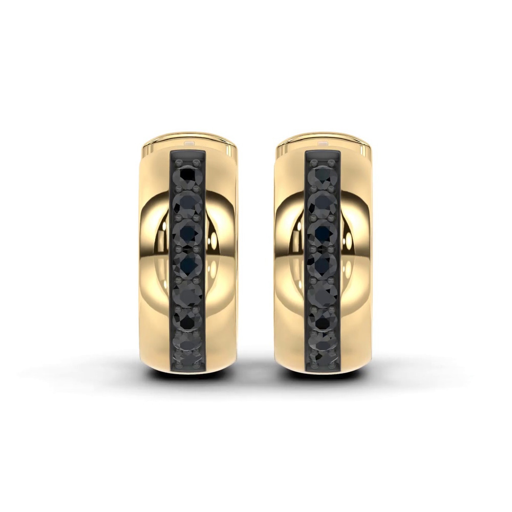 360 degree view of Midnight Noir Black Diamond Huggie Earrings By Christian Siriano