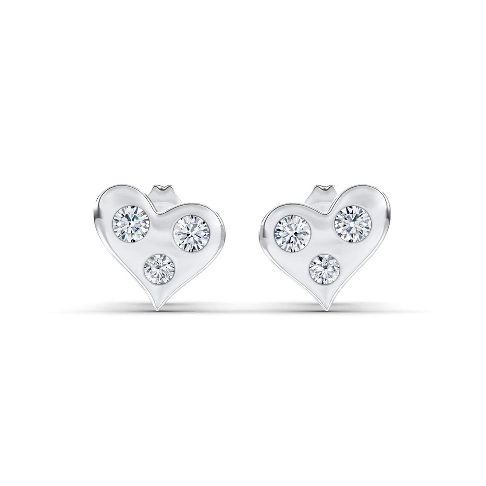 360 degree view of Modern Lab Diamond Heart Studs