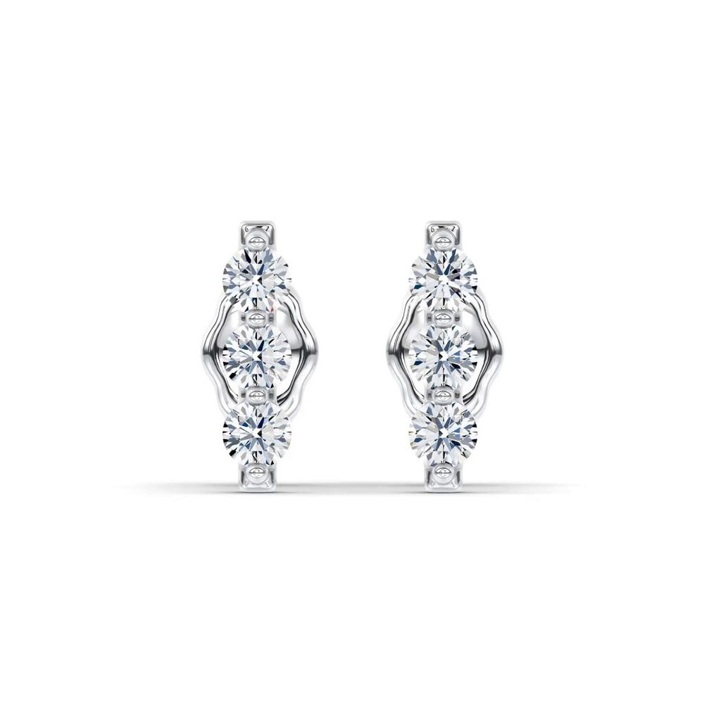 360 degree view of Three-Stone Lab Diamond Bar Studs