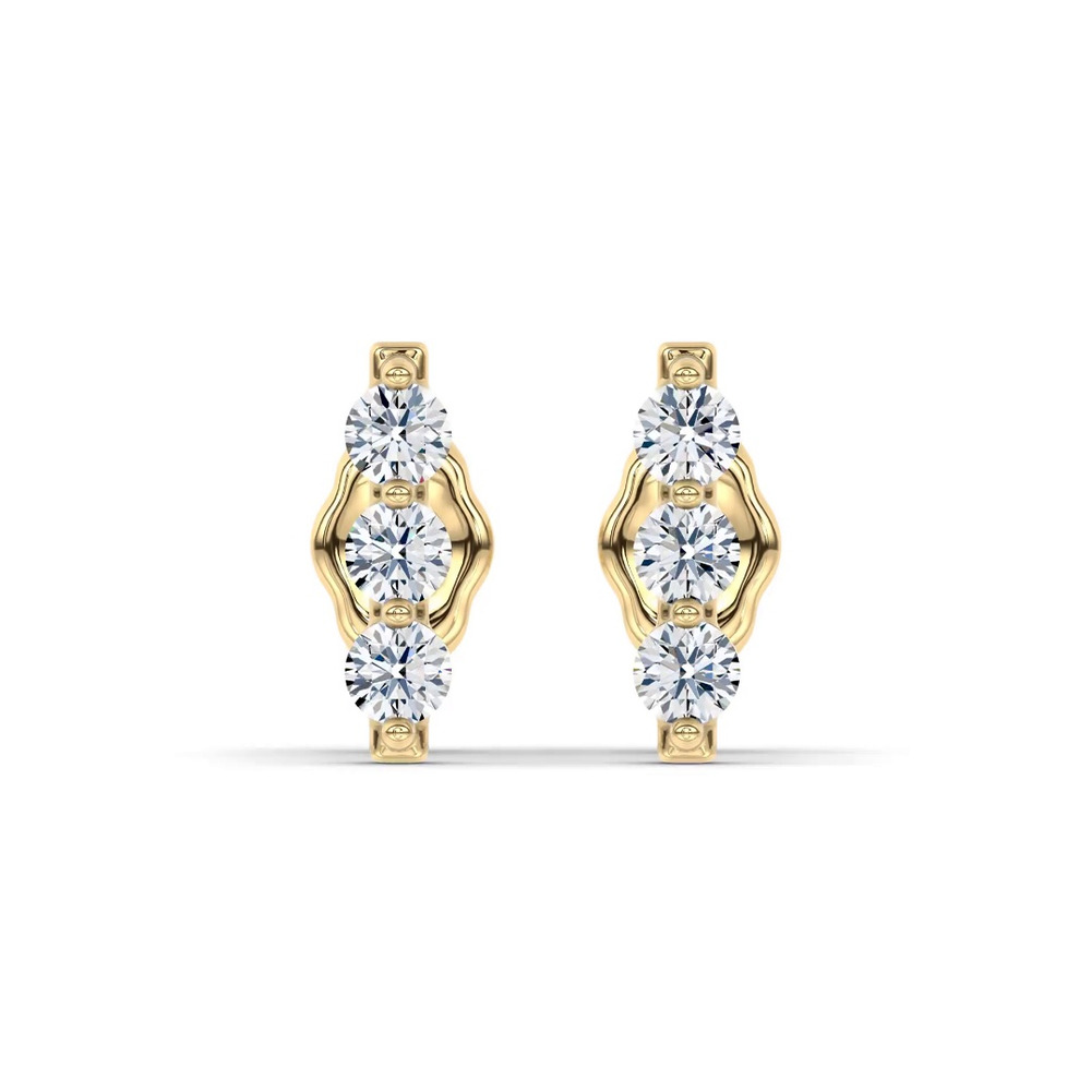 360 degree view of Three-Stone Lab Diamond Bar Studs