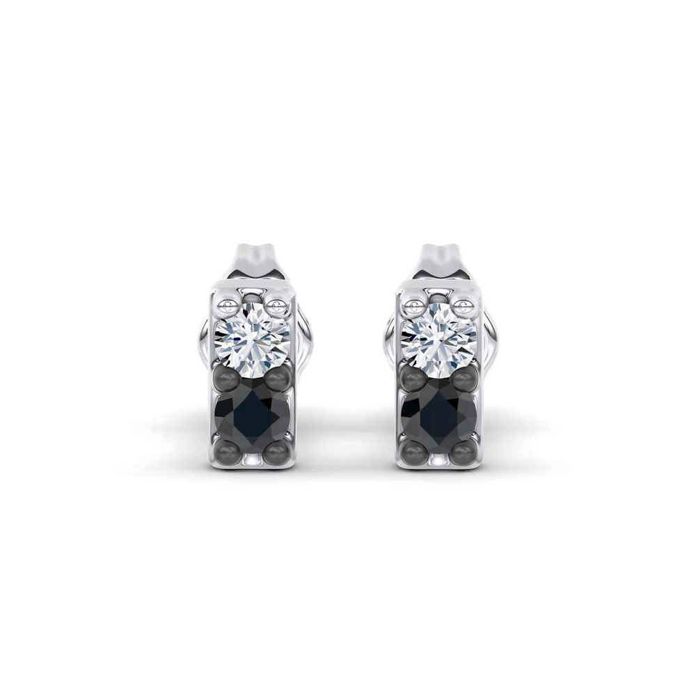360 degree view of Midnight Noir Petite Lab Diamond Bar Studs by Christian Siriano
