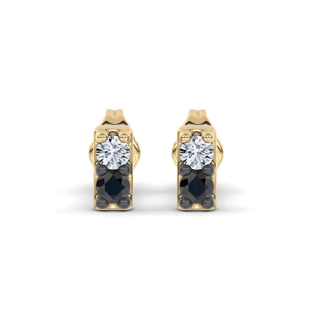 360 degree view of Midnight Noir Petite Lab Diamond Bar Studs by Christian Siriano