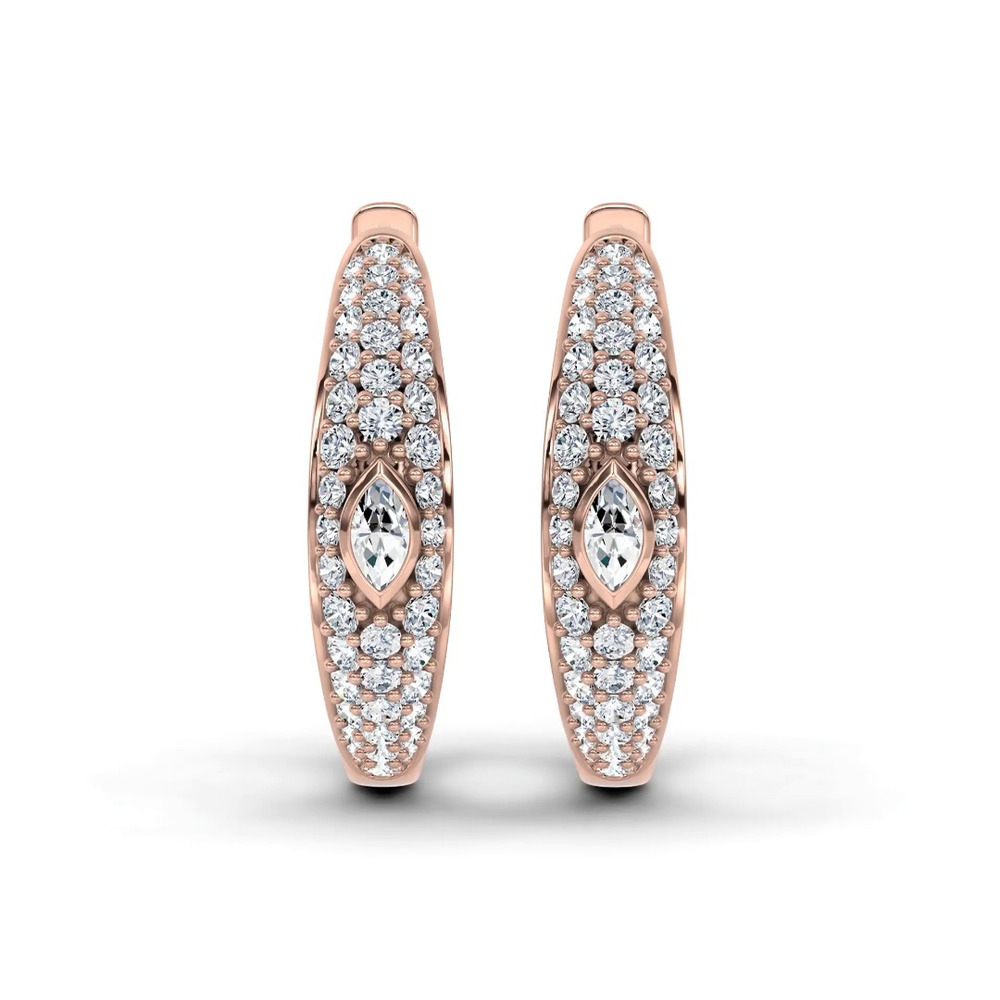 360 degree view of Sequin Marquise Lab Diamond Hoops by Christian Siriano
