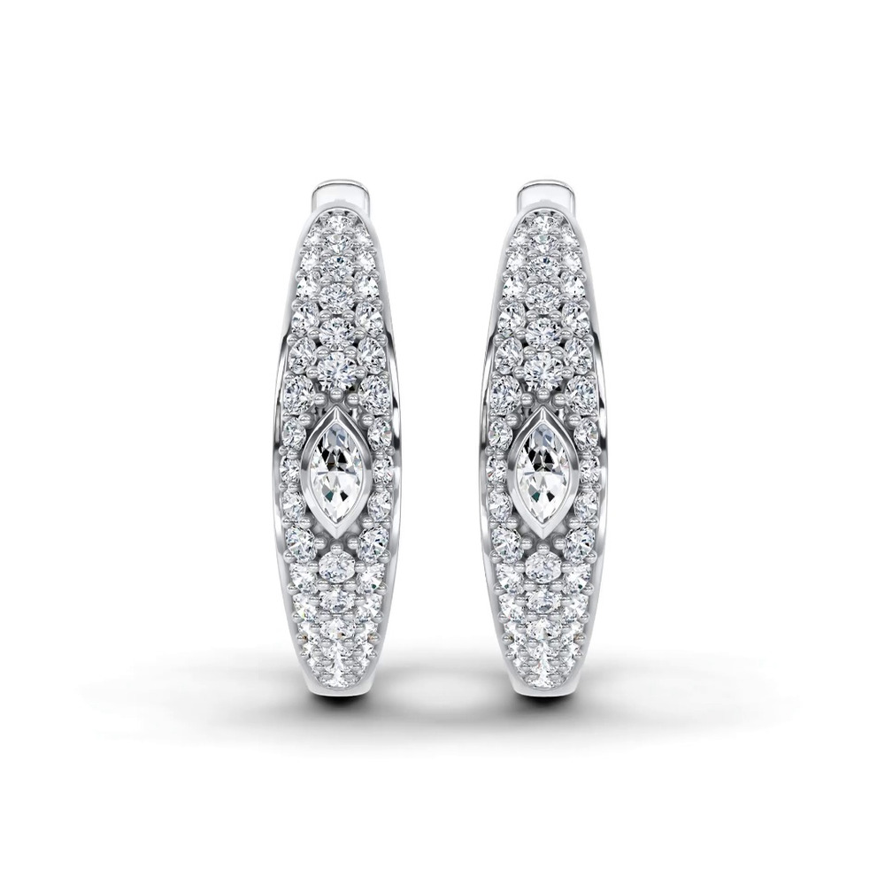360 degree view of Sequin Marquise Lab Diamond Hoops by Christian Siriano