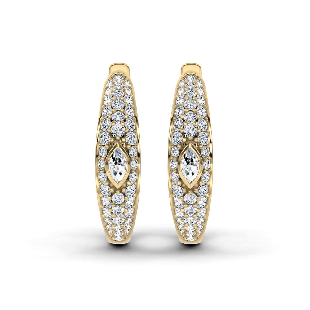 360 degree view of Sequin Marquise Lab Diamond Hoops by Christian Siriano