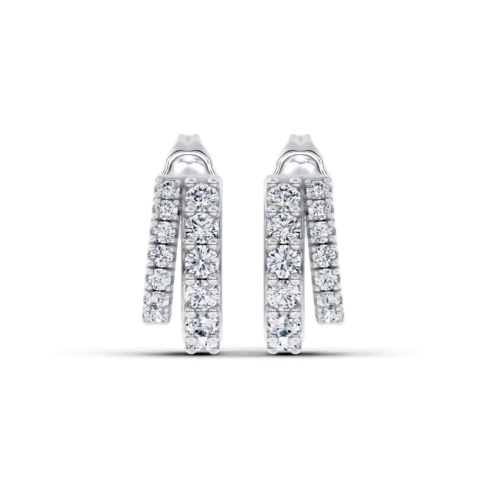 360 degree view of Double Pavé Lab Diamond Huggies