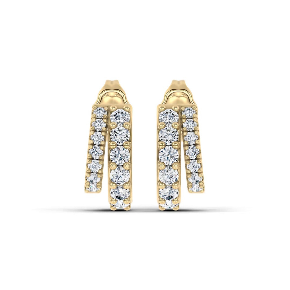 360 degree view of Double Pavé Lab Diamond Huggies