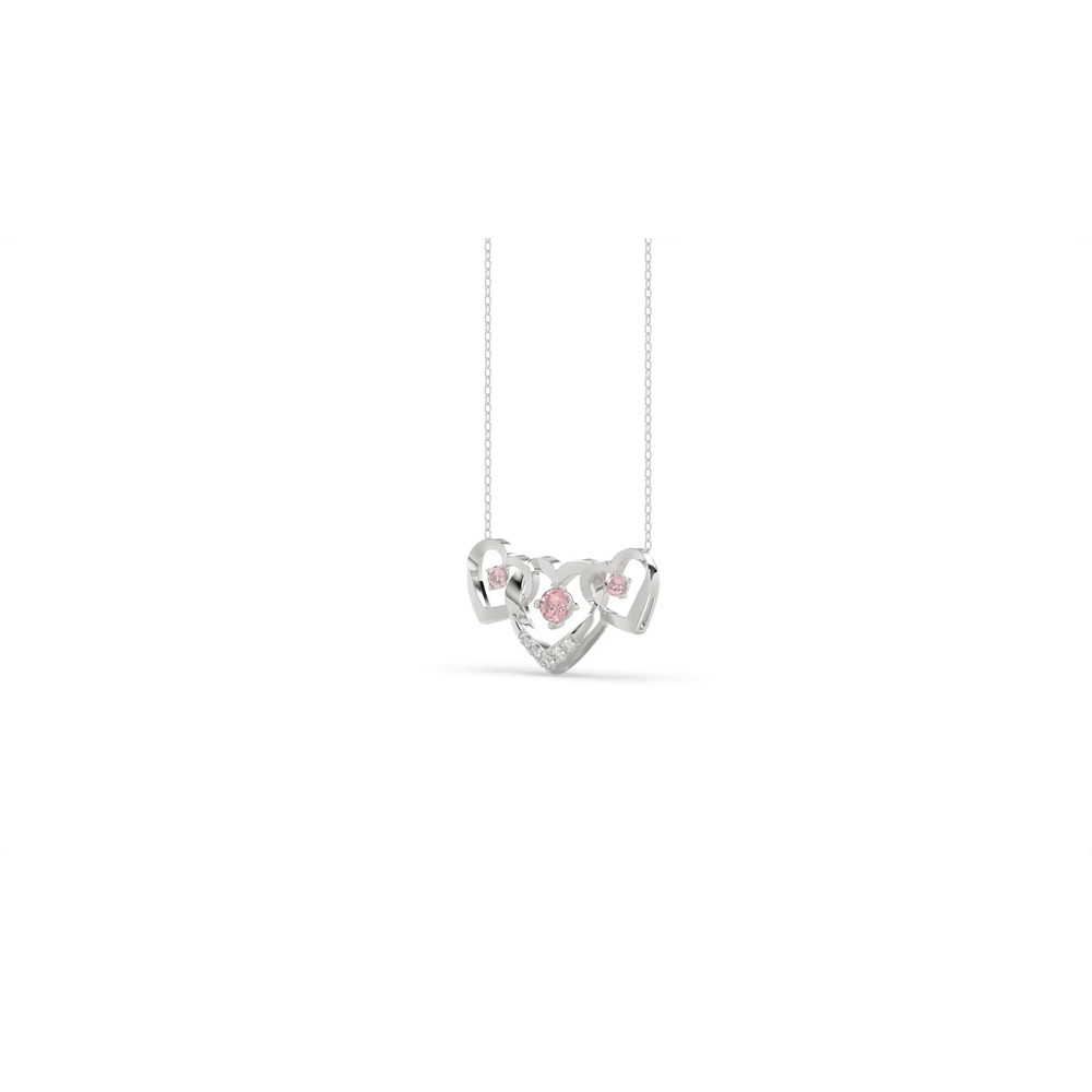 360 degree view of Interlocking Pink Lab Diamond Heart Necklace