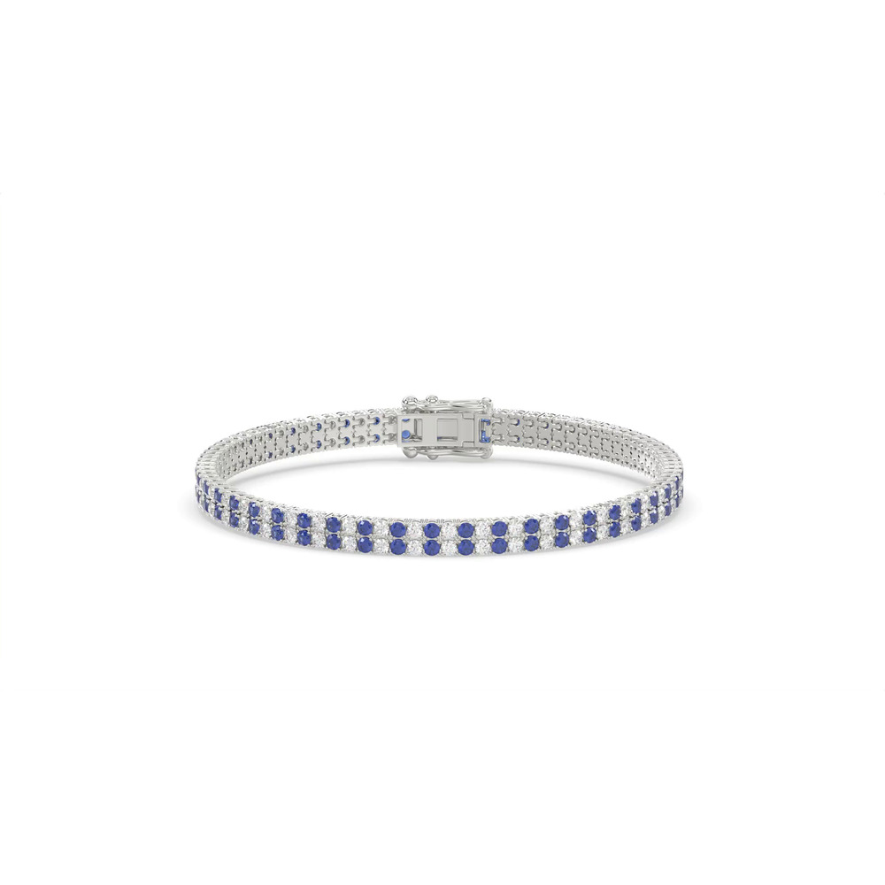360 degree view of Lab Sapphire & Lab Diamond Two-Row Tennis Bracelet