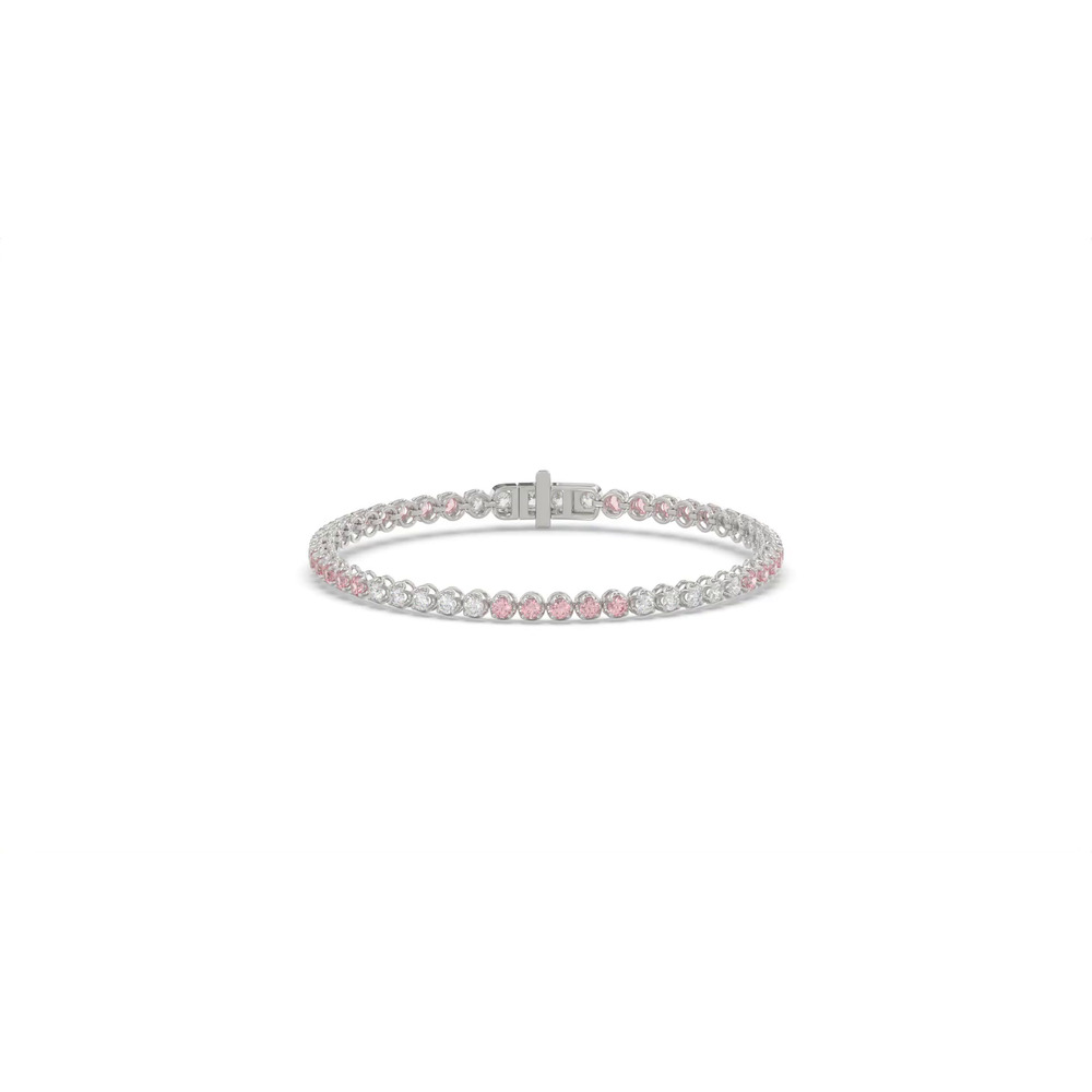 360 degree view of Pink & White Lab Diamond Tennis Bracelet (3 ct. tw.)