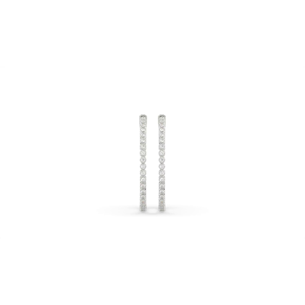 360 degree view of Inside-Out Lab Diamond Silver Hoop Earrings (1.50 ct. tw., 40 mm)