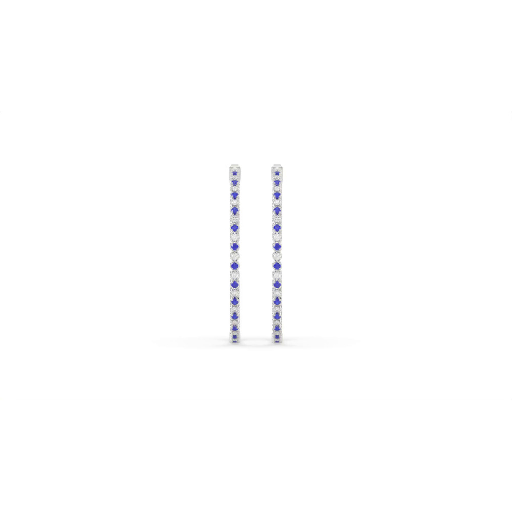 360 degree view of Lab Diamond & Lab Sapphire Inside-Out Hoop Earrings (49 mm)