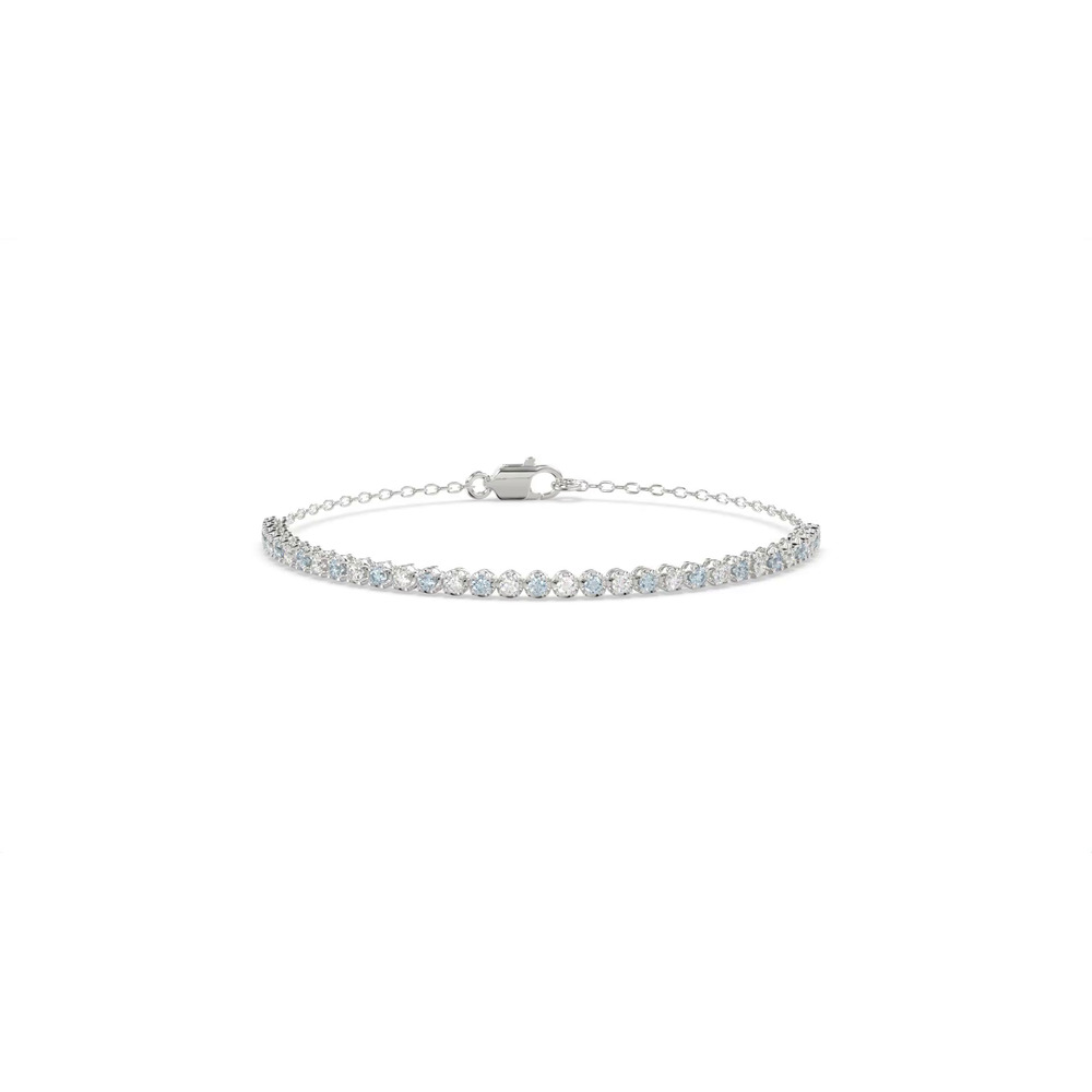 360 degree view of Blue & White Lab Diamond Silver Tennis Chain Bracelet (1 ct. tw.)